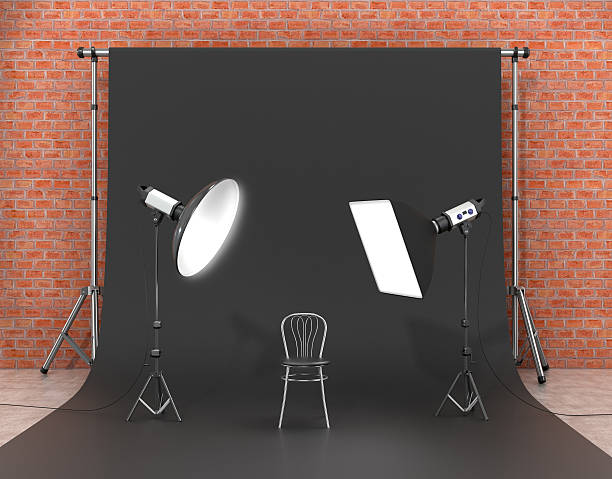 istock Installation of lighting in the photo studio. 610667704