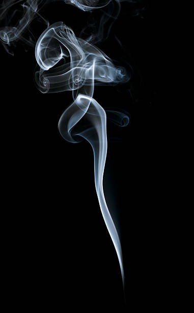abstract light smoke on dark background - burning incense imagens e fotografias de stock
