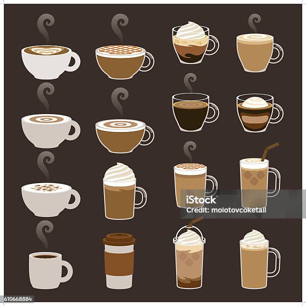 コーヒーのアイコンを設定します - コーヒーのベクターアート素材や画像を多数ご用意 - コーヒー, カフェラテ, カフェ