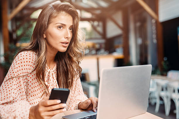 istock Young woman at the cafe 610669278