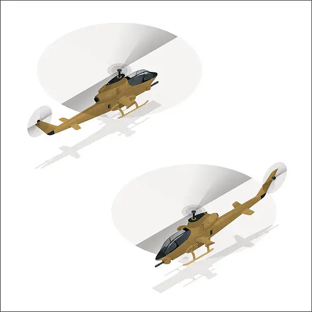 Vector illustration of Isometric Military helicopter