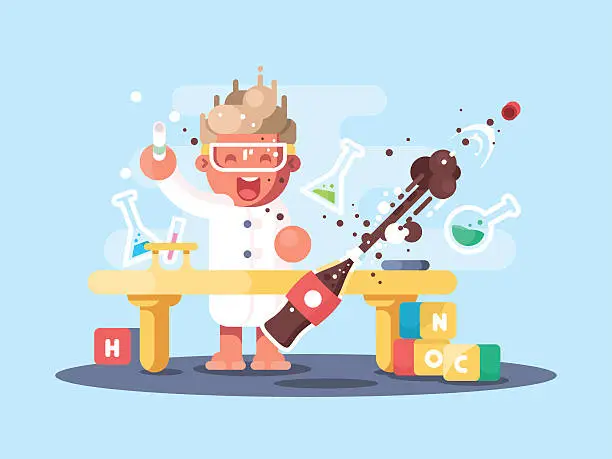 Vector illustration of Young chemist characters