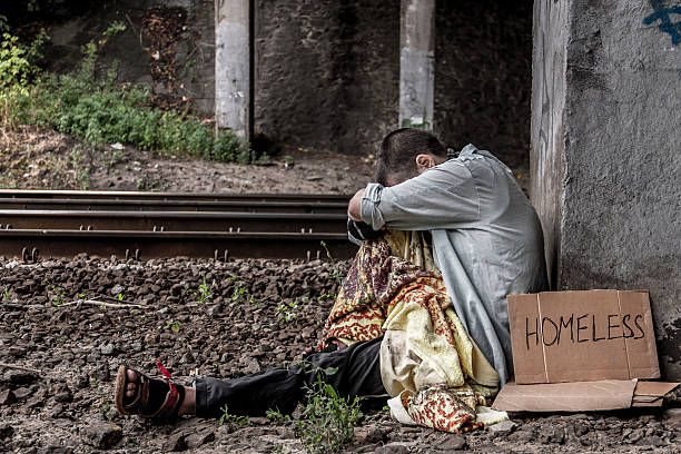 Poor homeless woman