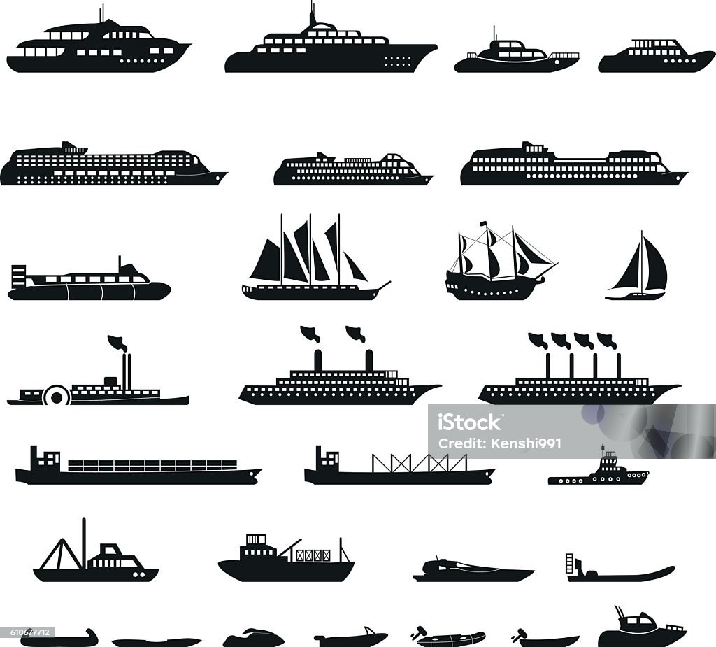 Set of ships set of vector ships Icon Symbol stock vector