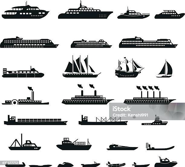 Set Of Ships Stock Illustration - Download Image Now - Icon Symbol, Nautical Vessel, In Silhouette