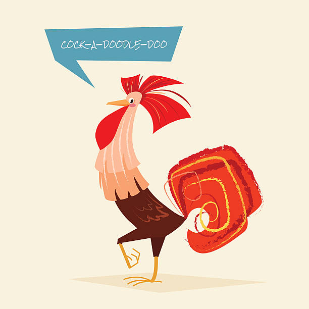 Stylized rooster on a light background vector art illustration