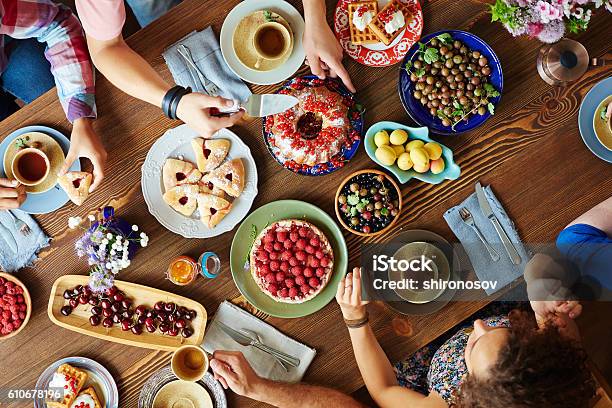 Festive Dinner Stock Photo - Download Image Now - Thanksgiving - Holiday, Dessert - Sweet Food, Cake
