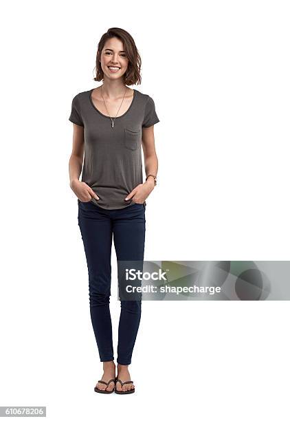 I Like My Style Casual And Comfortable Stock Photo - Download Image Now - Women, Full Length, One Woman Only