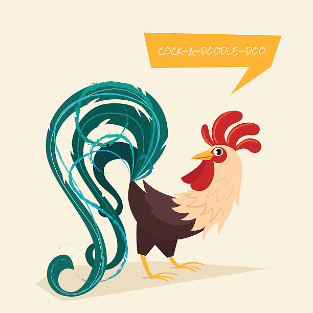 Stylized rooster on a light background vector art illustration