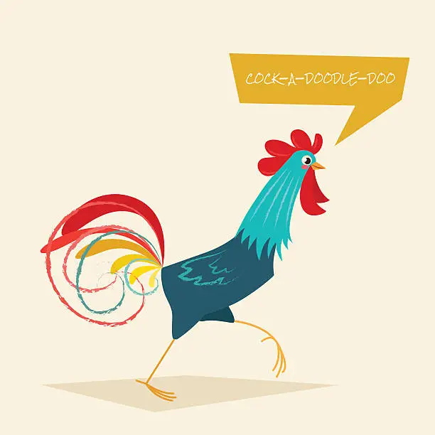 Vector illustration of Stylized rooster on a light background