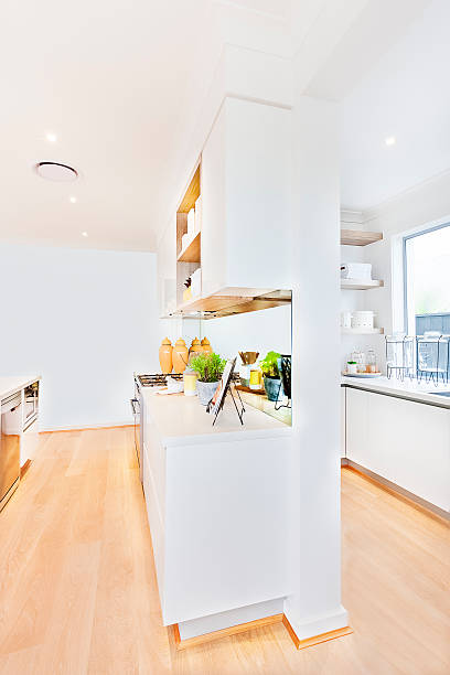 istock Luxury kitchen with white counter and utensil room 610679190