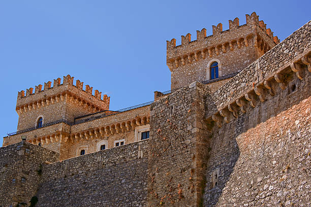 Piccolomini castle in celano (Italy) Celano, Italy - August 12, 2016: Piccolomini castle in celano (Italy) and blue sky avezzano stock pictures, royalty-free photos & images