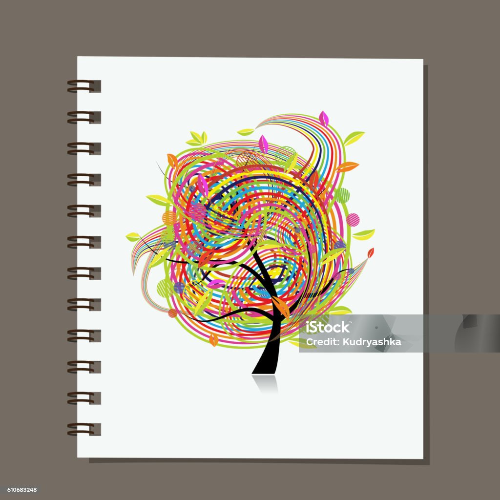 Tree Drawing Notebook Design Notebook Abstract Colorful Tree Design Stock Illustration - Download ...