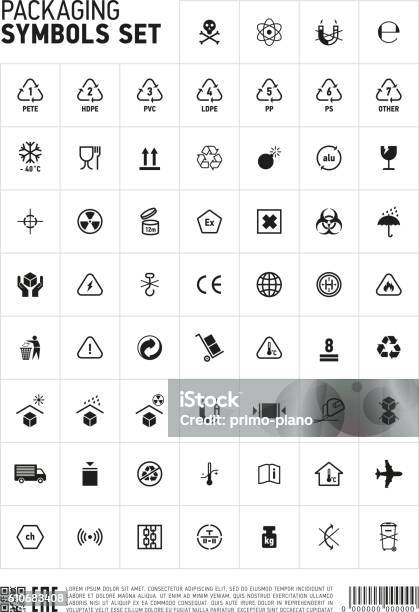 Packaging Symbols Set Icon Stock Illustration - Download Image Now - Packaging, Symbol, Icon Symbol