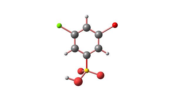 istock 3-Bromo-5-chlorobenzenesulphonic acid molecular structure isolated on white 610685136