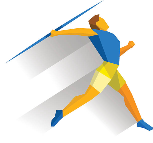 ilustrações, clipart, desenhos animados e ícones de atleta jogando o dardo isolado em fundo branco - javelin