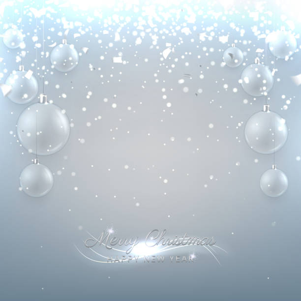 рождественский вектор баннер со стеклянными шарами - silver stock illustrations