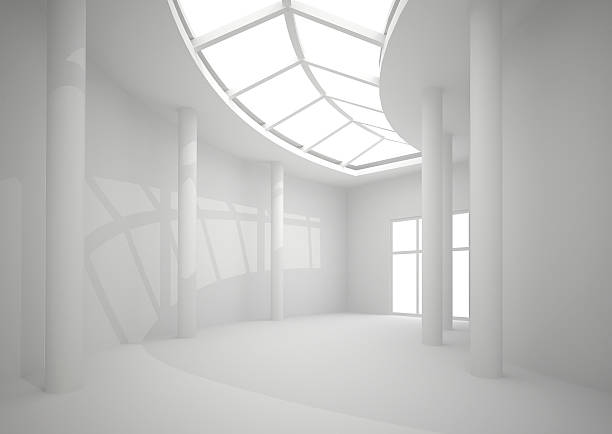 istock Long circular corridor with overhead lighting in perspective. 610688762