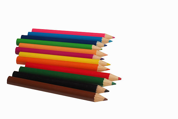 istock Color row pencils isolated on white background 610688972