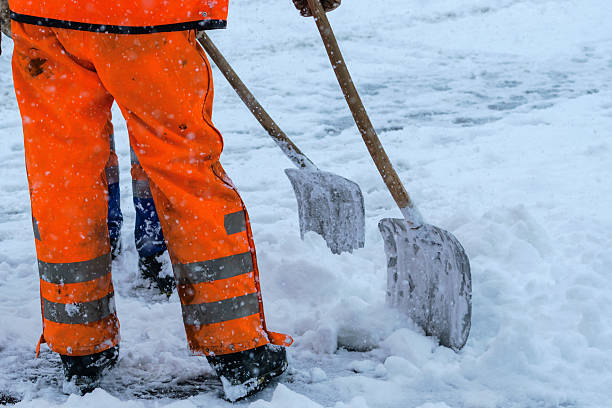 istock Equipment from worker who sweep snow 610691316