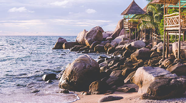 istock Bamboo hut over sea on Sunset, Koh Tao, Samui, Thailand 610691494