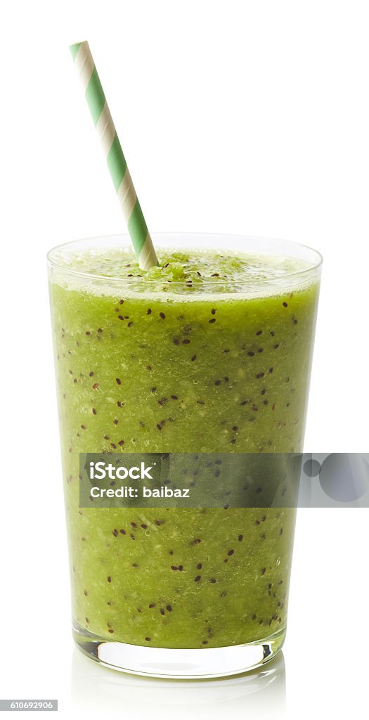 Glass of kiwi smoothie Glass of fresh healthy kiwi smoothie isolated on white background Kiwi Fruit Stock Photo