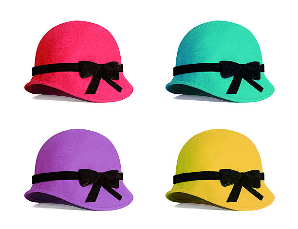 istock Multi colors elegant woman hat isolated on white background 610693442