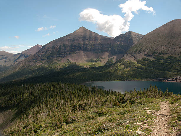 Mountains and Lake, Glacier National Park stock photo