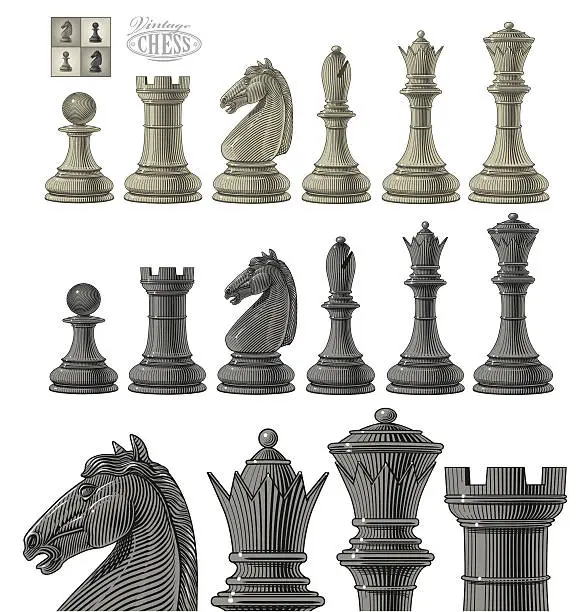 Vector illustration of Chess piece set