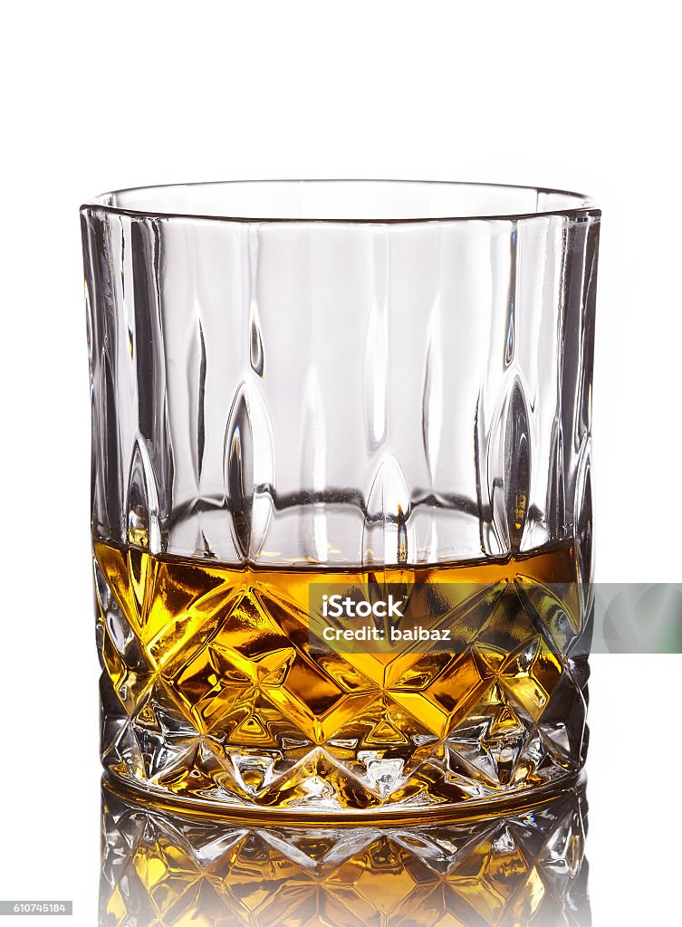 Glass of whiskey Glass of whiskey isolated on white background Drinking Glass Stock Photo