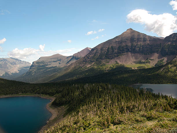 Mountains and Lakes, Glacier National Park stock photo