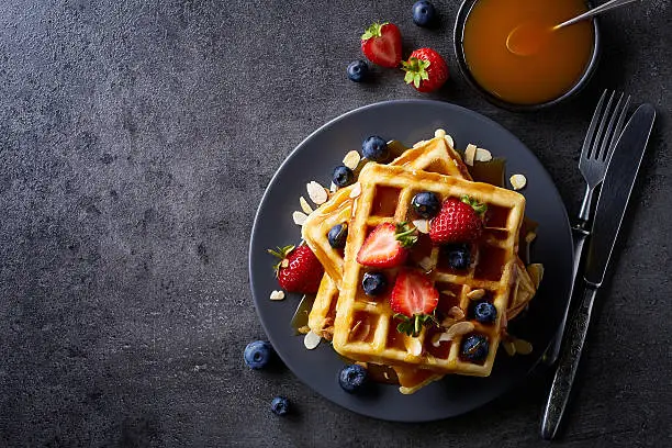 Photo of Plate of belgian waffles
