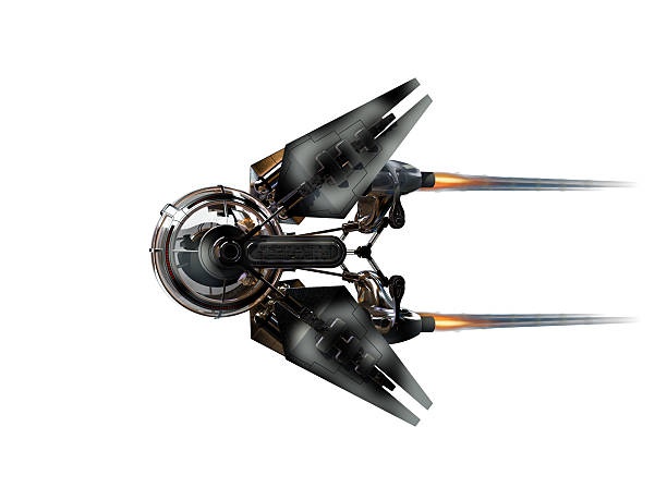 3D Illustration of a manned drone or spacecraft for science fiction themed war games or futuristic space travel, with the clipping path included in the file.