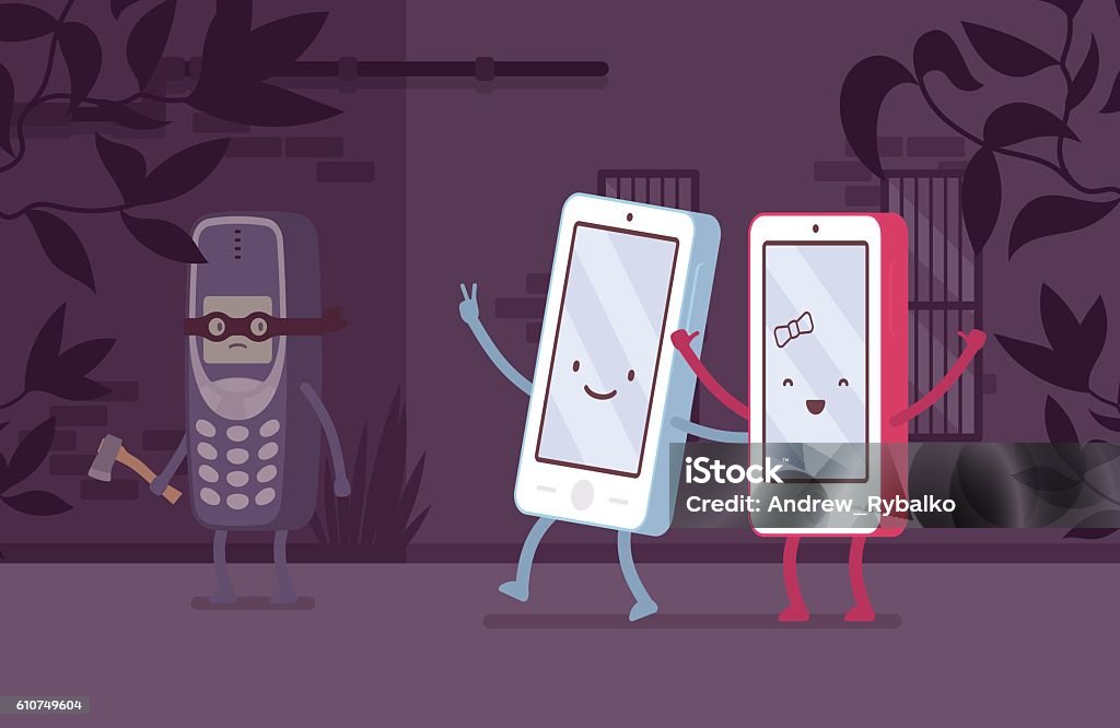 Phone Attacking Hand Old Phone Is Attacking From The Corner New Smartphones Stock ...