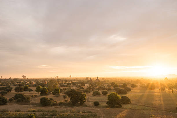 Sunrise in Bagan, Myanmar stock photo
