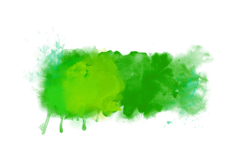 Green abstract watercolor artwork background banner isolated on white - big size