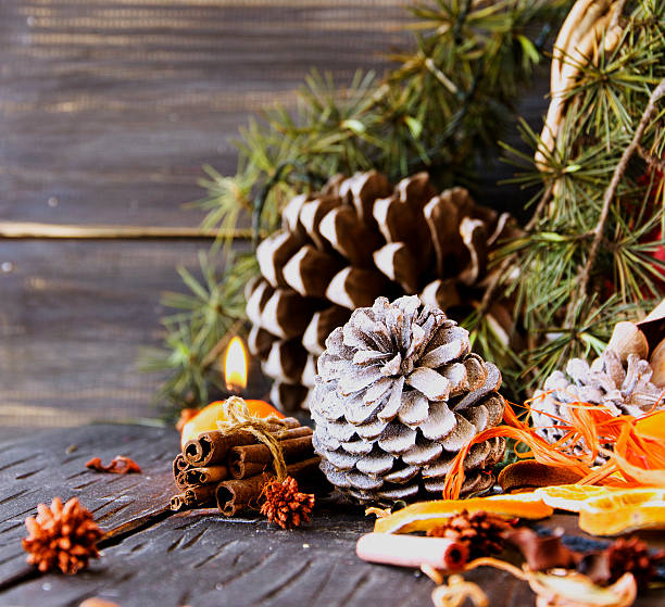 istock Christmas decoration with fir branches 610755476