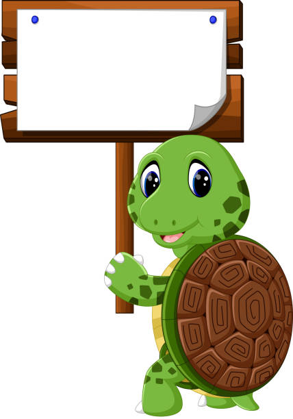 Cute turtle cartoon Cute turtle cartoon hanging wooden signboard wood turtle stock illustrations