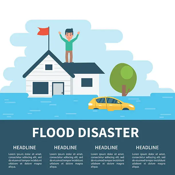 Vector illustration of Flood disaster