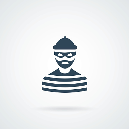 thief criminal prisioner person isolated vector illustration with a shadow