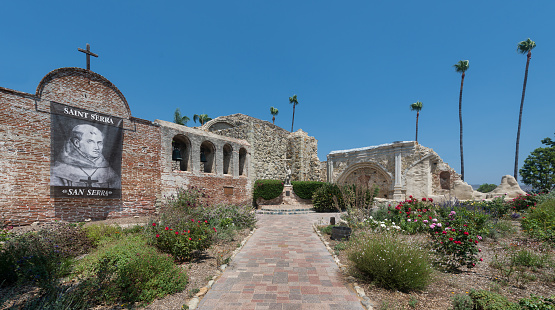 San Juan Capistrano, California, USA - August 5, 2016: Ruins at Mission San Juan Capistrano in California