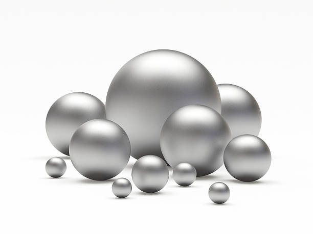 istock Group of silver spheres of different diameters. 610764840