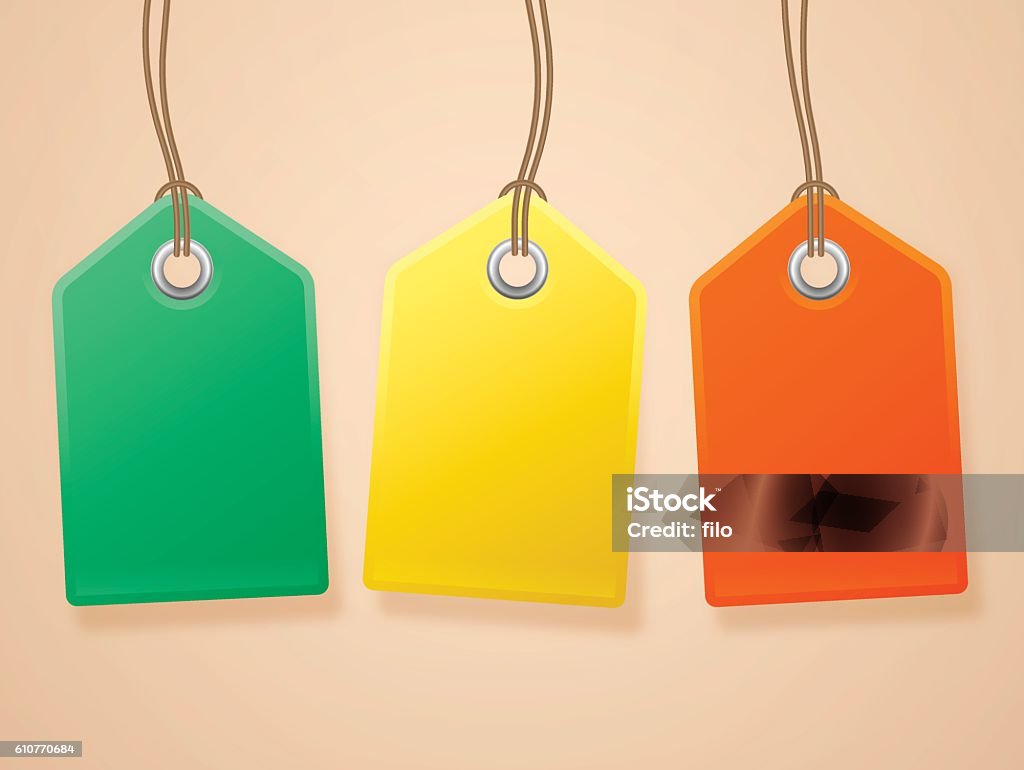Hanging Tags Hanging tags with space for your copy. EPS 10 file. Transparency effects used on highlight elements. Grommet stock vector