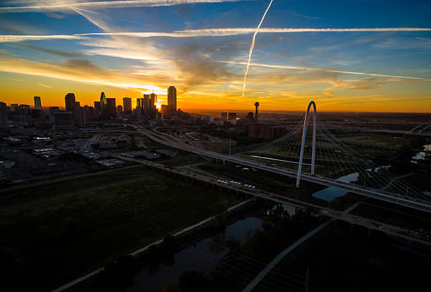 istock Sunrise over Dallas Texas Aerial Over Trinity Park 610771358