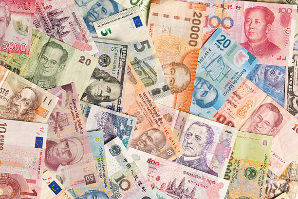 international currency global money exchange et business finance - currency exchange photos et images de collection