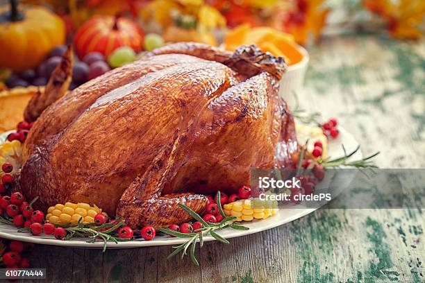 Thanksgiving Turkey Dinner Stock Photo - Download Image Now - Thanksgiving - Holiday, Turkey - Bird, Dinner