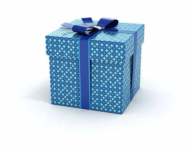 Blue color gift box isolated white background