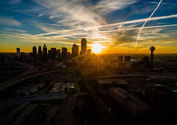 istock Aerial Over Downtown Dallas Texas at Sunrise 610778340