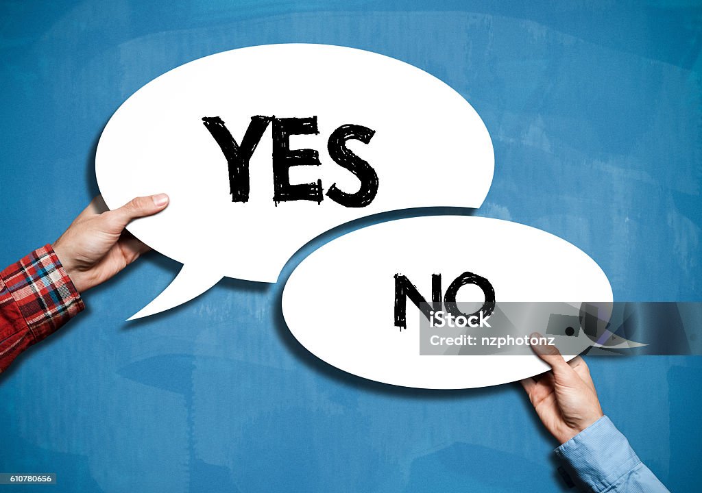 YES or NO bubble speech/ Blue board concept(Click for more) YES or NO bubble speech / Blue board concept (Click for more) Yes - Single Word Stock Photo