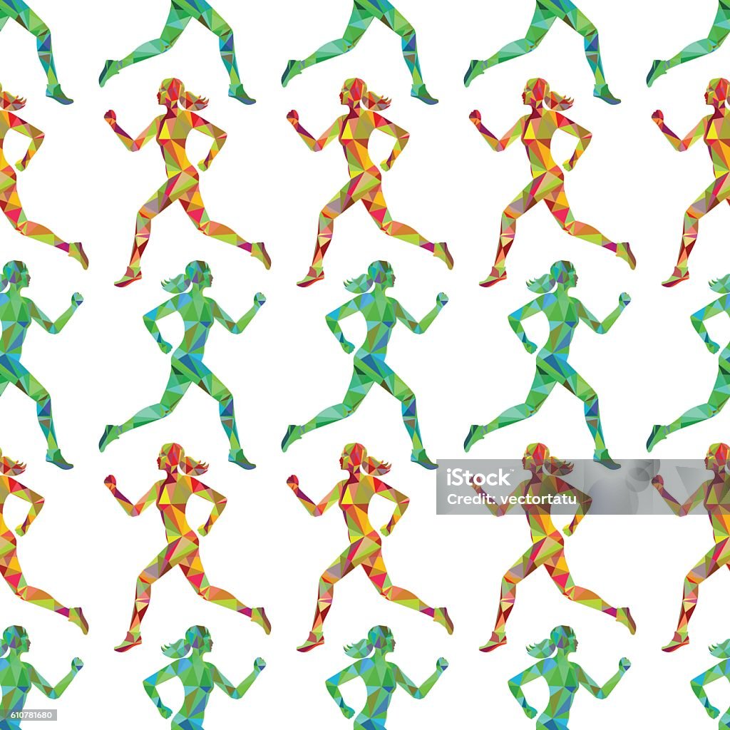 Sport Seamless Pattern With Running Women Stock Illustration - Download ...